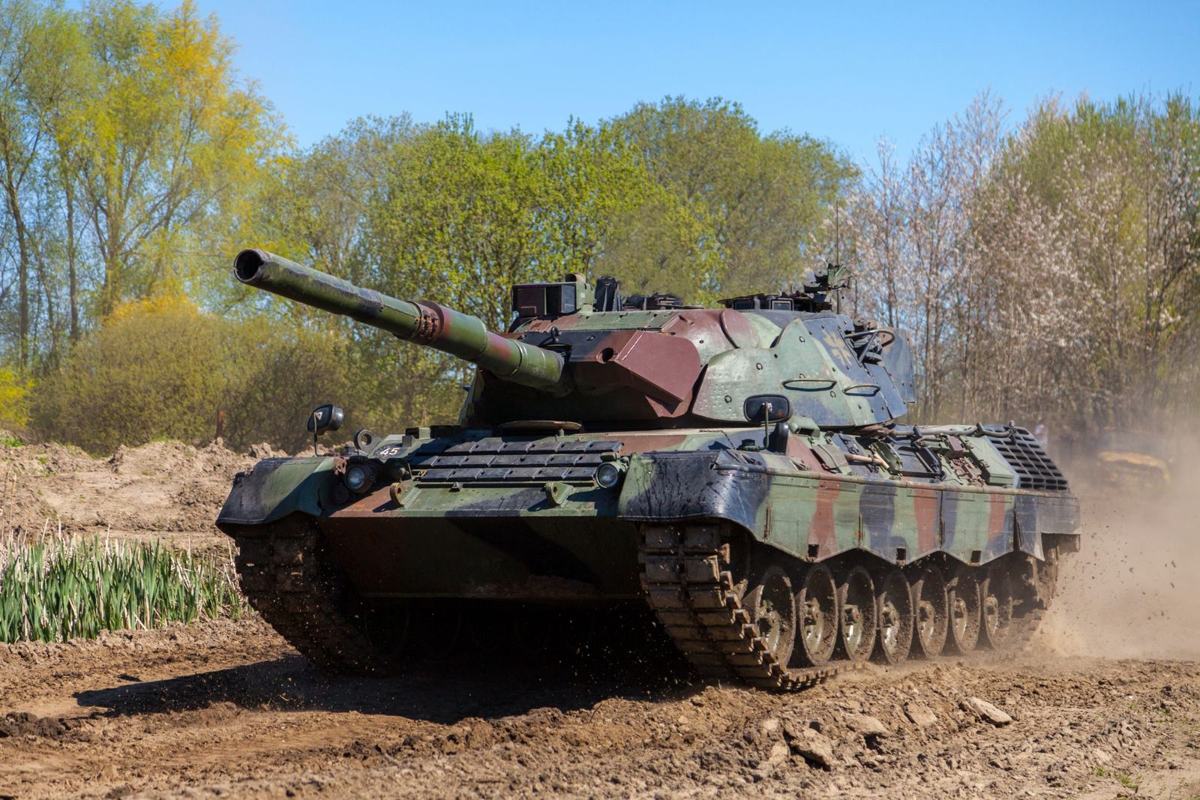 Leopard 1A5 tank on a dirt track