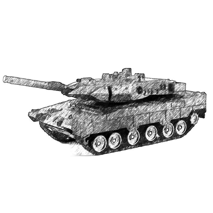 Pencil sketch of a Leopard 2 tank